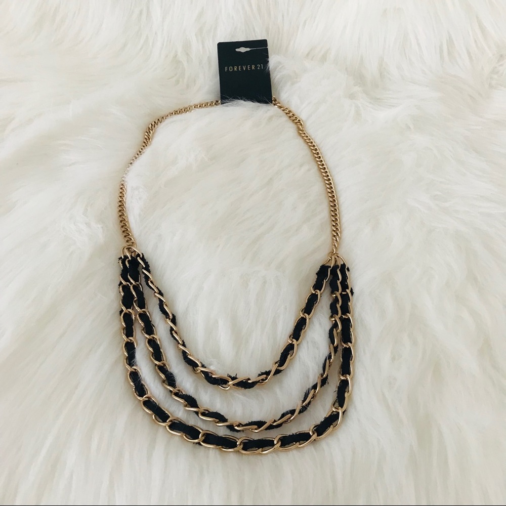 Black & Gold Long Chain Necklace